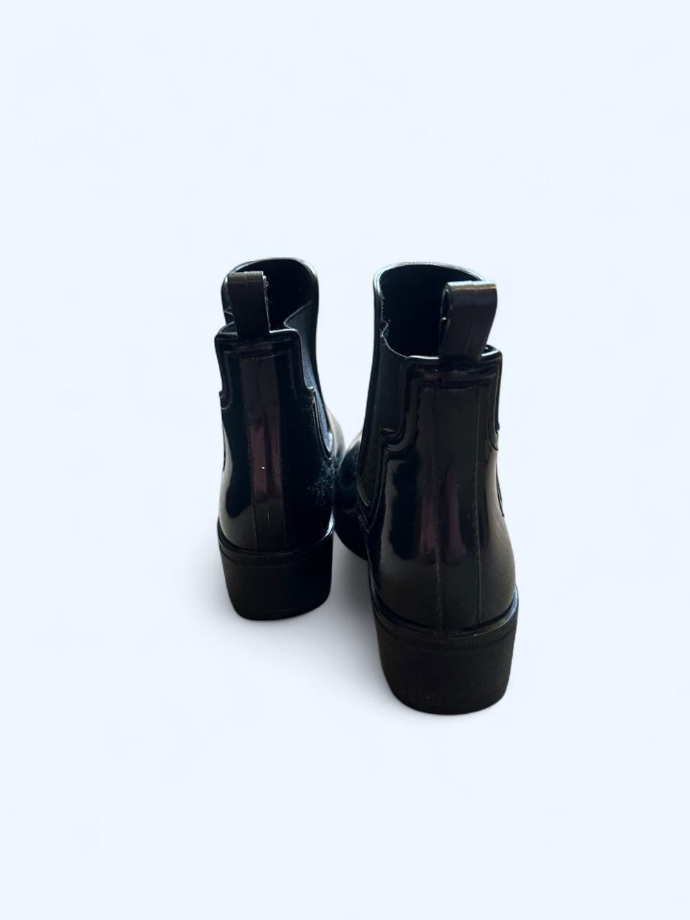 Lucky Brand Black Glossy Rain Boots - Women's Chelsea Style - Picture 3 of 3